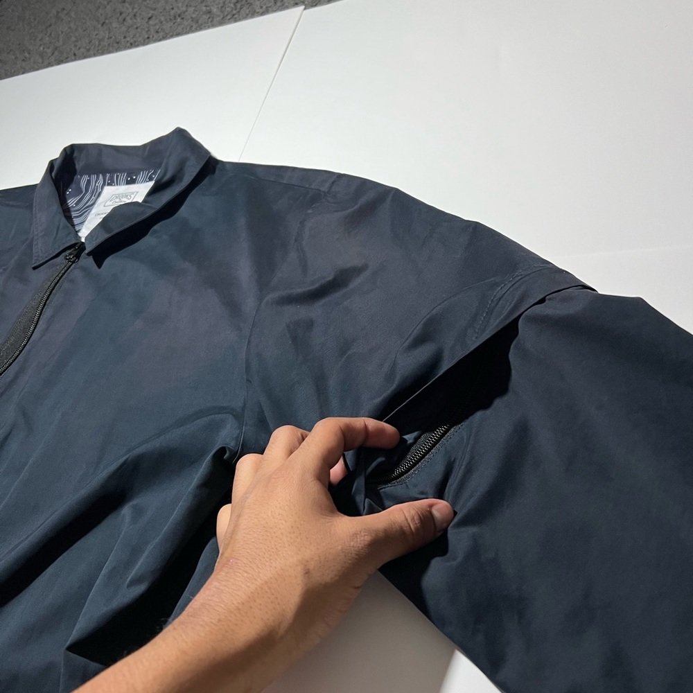 Navy blue skater shirt jacket 2 way zipper